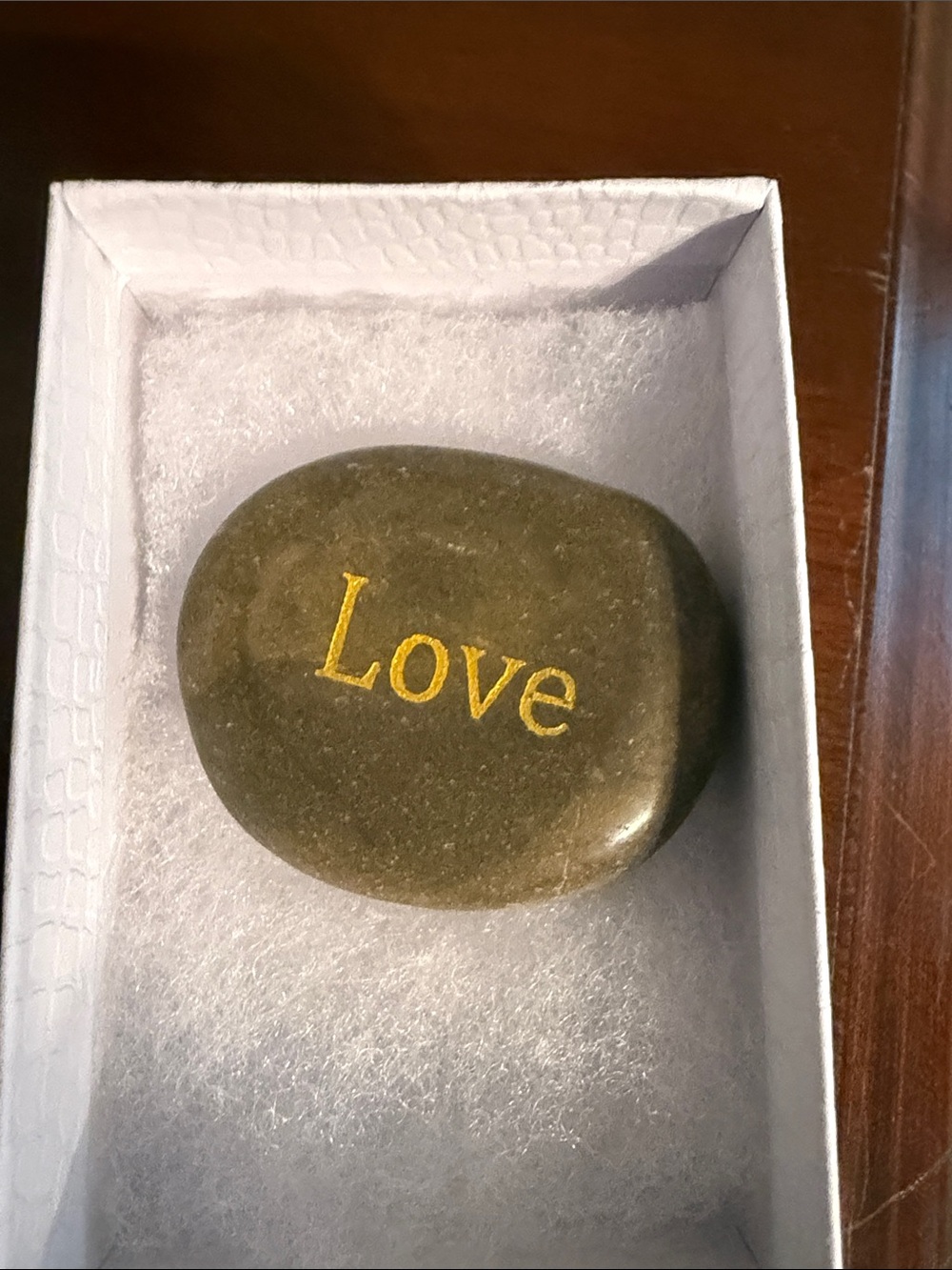 Love Engraved Olive Green Keepsake Stone